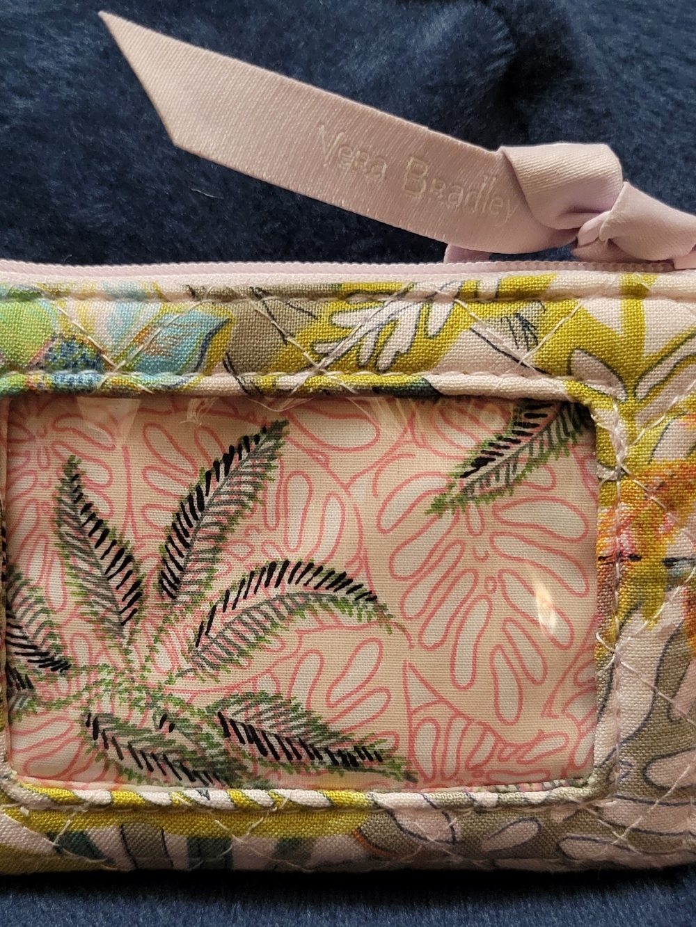 Vera Bradley Zip ID case features a "Rain Forest Canopy" floral print